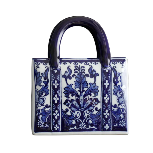 Chinese-style Blue And White Ceramic Handbag Shape Vase Porcelain Vases For Artificial Flower Decoration Vases