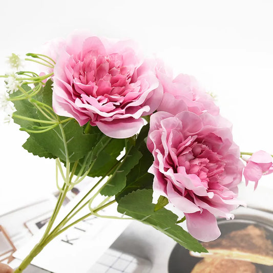 1 Bouquet of Peonies Artificial Flowers Home Decor Accessories Wedding Vases for Dining Table Indoor Furnishings Photo Props