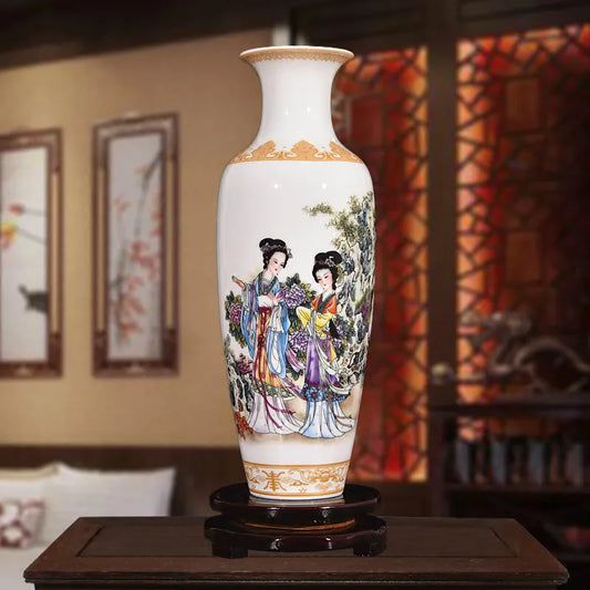 New Chinese Style Classical Porcelain Vase Home Decoration Jingdezhen Handmade High White Clay Ceramic Vases For Flowers