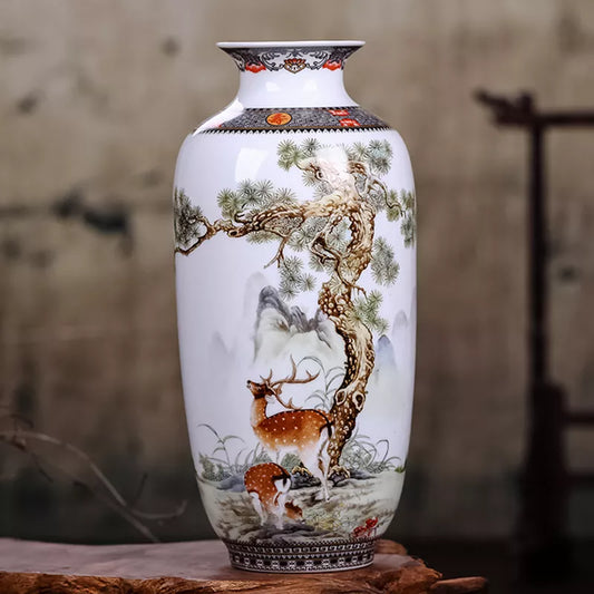 Jingdezhen Ceramic Vase Vintage Chinese Traditional Vases Home Decoration Animal Vase Fine Smooth Surface Furnishing Articles