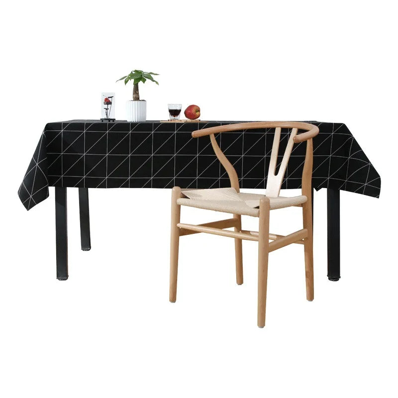 Modern Square Plaid Black And White Waterproof Table Clothes Cloth Cotton Linen Coffee Table Tablecloth Tablecloths Table-cloth