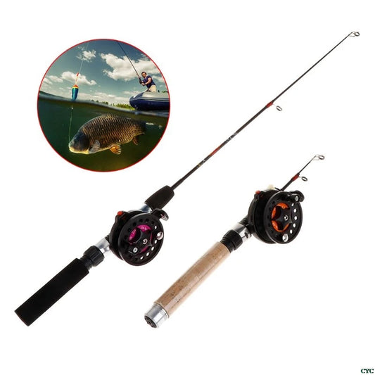Fishing Rod With Fishing Reel Ultra Short Portable Mini Winter Outdoor Ice Fishing EVA Handle 4B/3B Reels Professional Tackle