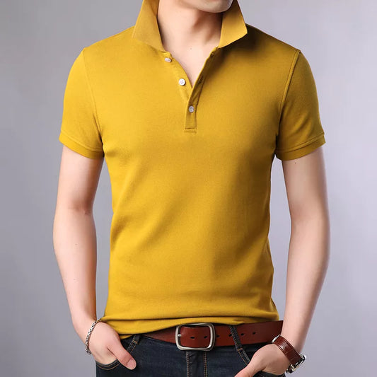 2023 New Fashion Brands Polo Shirt Men's 100% Cotton Summer Slim Fit Short Sleeve Solid Color Boys Polos Casual Mens Clothing