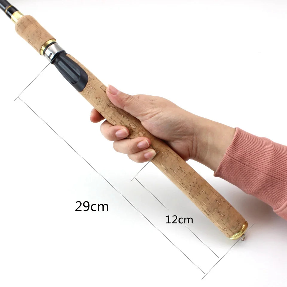 Promotion!  1.8m 2.1m 2.4m 2.7m Spinning Fishing Rod M power Hard Telescopic Carbon Fiber Travel pole wooden handle