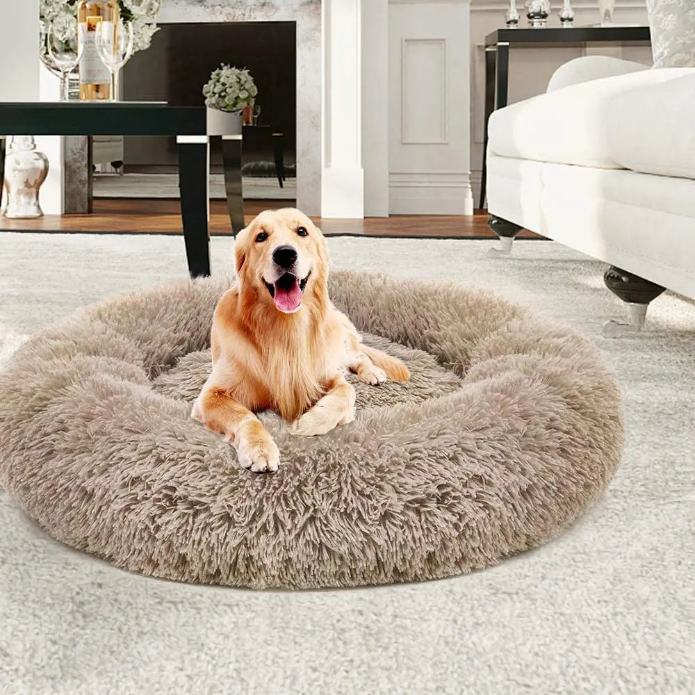 Pet Bed for Dog Extra Large Dog Round Kennel Breathable Solid Houses for Large Dogs Cat Beds Plush Donut Sleeping Bag Anti-Slip