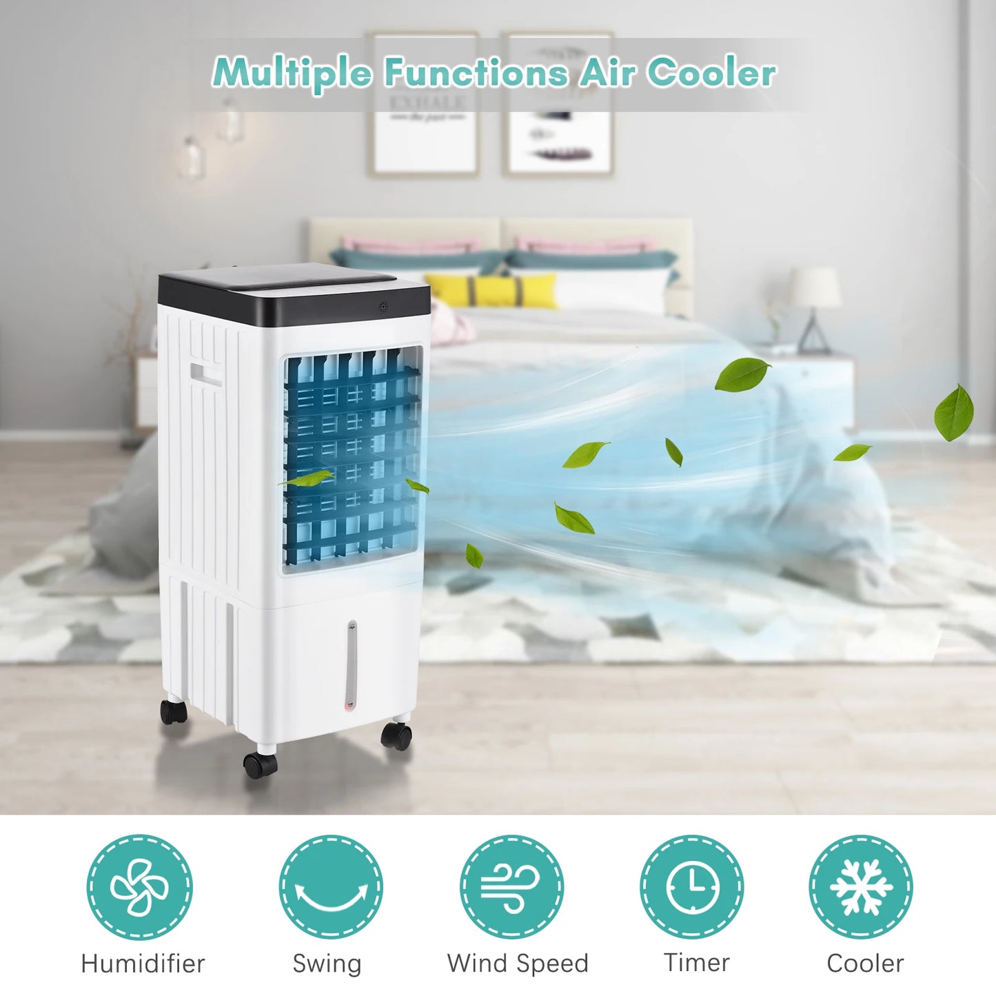 Portable Air Conditioner Fan Evaporative Air Cooler Cooling Machine Timer with Remote Control for Office Home Humidifier Fan