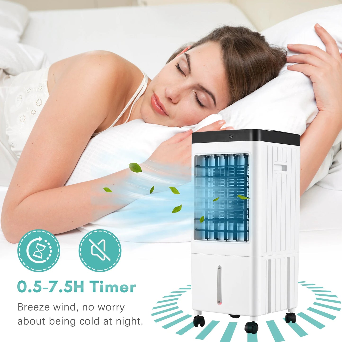 Portable Air Conditioner Fan Evaporative Air Cooler Cooling Machine Timer with Remote Control for Office Home Humidifier Fan