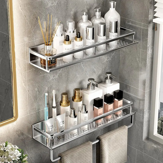 Corner Shelf Wall Mounted Bathroom Shelf Brushed Silver Aluminum Bath Shower Shelf Bath Shampoo Holder Corner shelf