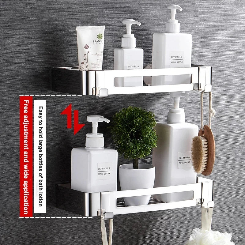 Corner Shower Shelf Bathroom Shampoo Shower Shelf Holder 304 Stainless Steel Punch Free Kitchen Tripod Corner Stand