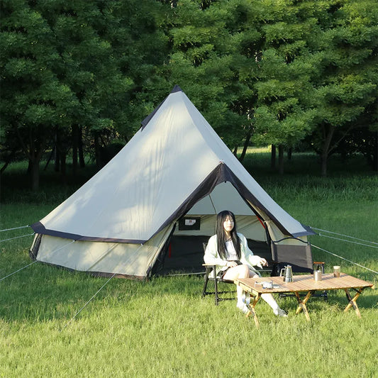 Camping Pyramid Tent 14㎡ Large Space 4 Season Tent Light Luxury with Window Sunscreen Thickened Indian Tents