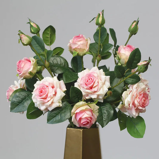 3 Heads High Quality Rose Fake Flowers Artificial Hand Feel Mosturizing Flowers Plants Home Living Room Office Party Decoration
