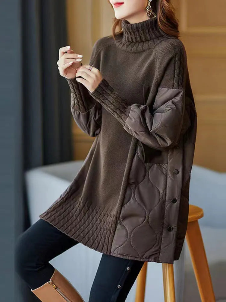 Women's Long Sleeve Turtleneck Sweater Autumn Winter Loose Knitted Sweaters Korean Casual Oversized Ladies Pullovers Clothing