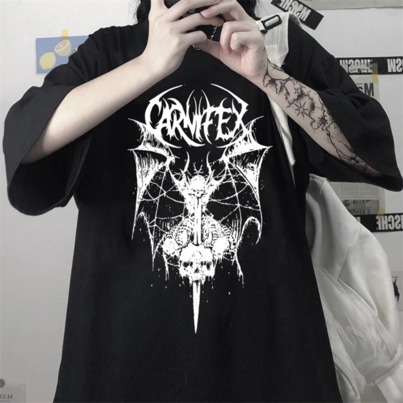 Goth Y2k Clothes Hip Hop T-shirt for Women Kawaii Clothing Anime Women's T Shirt Darkness Printed Tees Skull Crop Top Tshirts