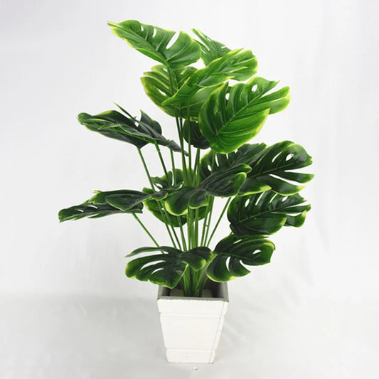 Artificial Turtle Back Leaf Fake Plants Tropical Monstera Simulation Green Plant Wall Potted Home Living Room Garden Decoration