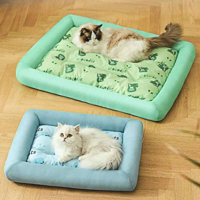 MADDEN  Summer Cooling Pet Cat Bed Cushion Ice Pad Dog Sleeping Square Mat for Puppy Dogs Cats Pet Kennel Top Quality Cool Cold