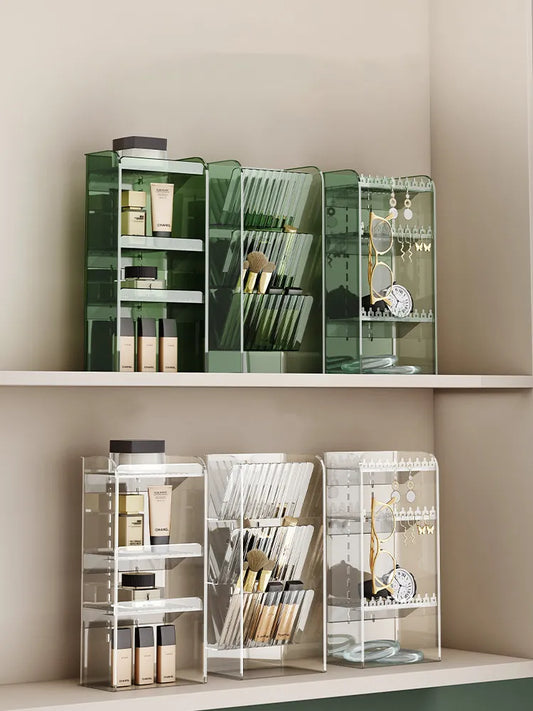 Makeup Shelf Bathroom Organizer and Storage Clear Makeup Organizer Cabinet Organizer Vertical Storage Box Jewelry Display Stand