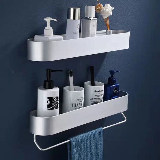 Wall Shelf Kitchen Towel Holder Bathroom Shelf Rack Shower Storage Basket Kitchen Organizer Metal Nail-free installation