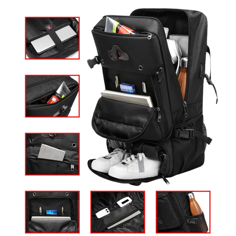New Men's Travel Bag Suitcase Backpack Large Capacity Luggage Bag Multifunctional Waterproof Outdoor Mountaineering Bag Mochila
