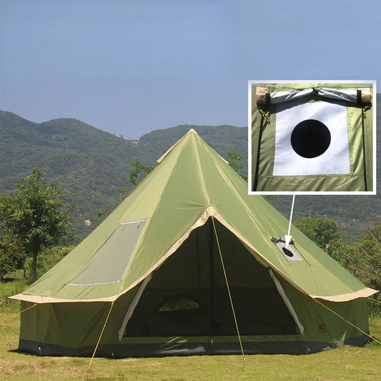 6-10Persons Glaming Luxury Mongolia Yurt Family Travel Hiking Antistorm Outdoor Camping Castle Tent Silver Coated UV Function