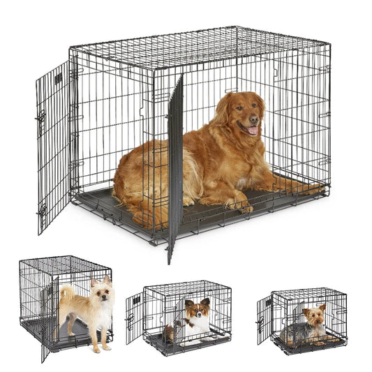 MidWest Homes For Pets Double Door Folding Metal Dog Crate Medium Toy XS XL Intermediate Large Dog Cage