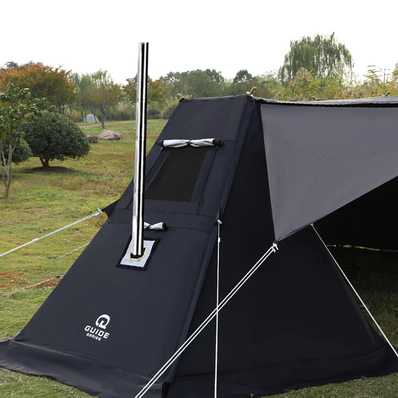 Double Peak Tent with Chimney Hole 300D Oxford Waterproof Sunscreen Outdoor Camping Cooking Glamping Tourist Sanctuary Shelter