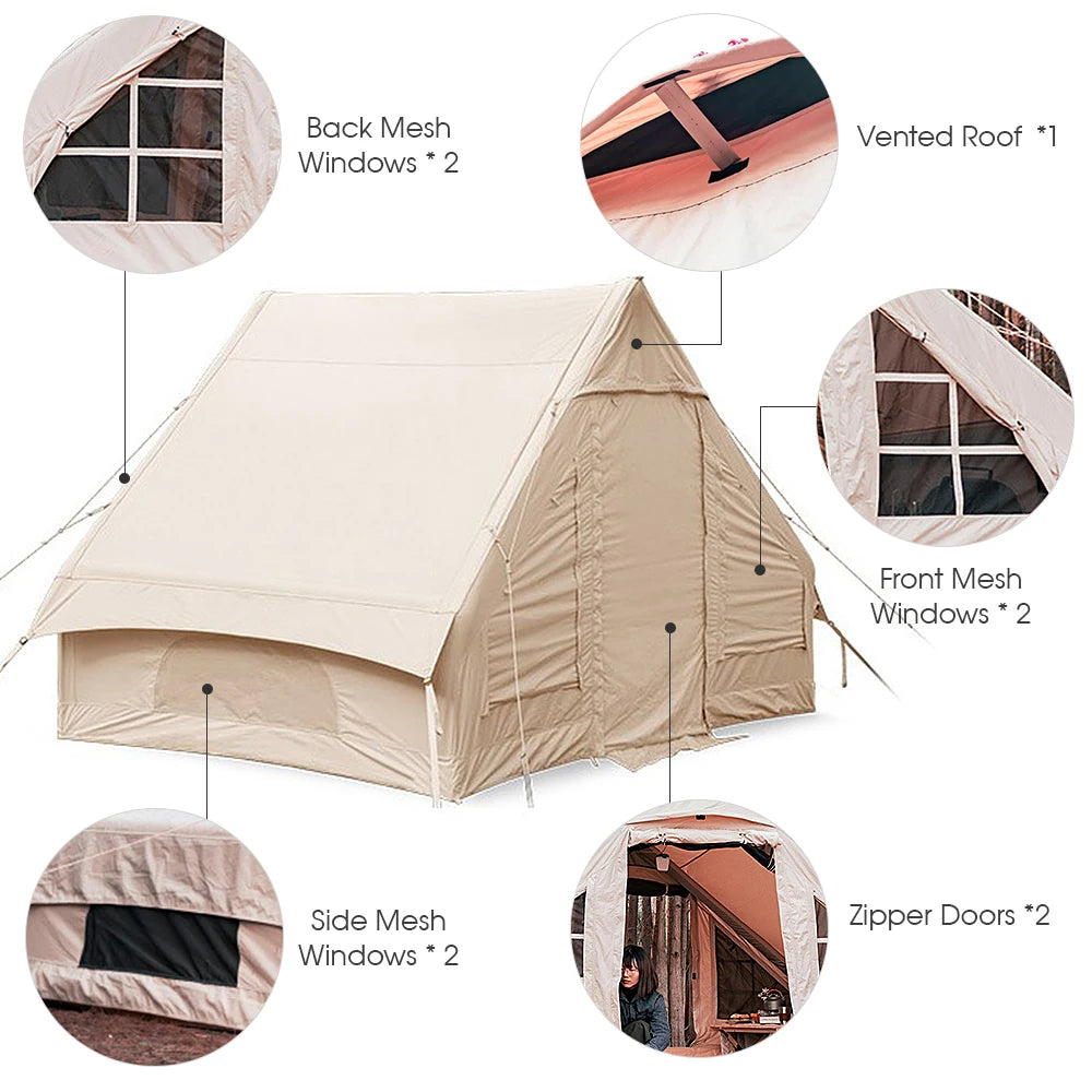 Luxury Camping Tent Waterproof Sunscreen Inflatable Roof Tent Large Space Folding Tent Park Family Tent Travel Beach Equipment