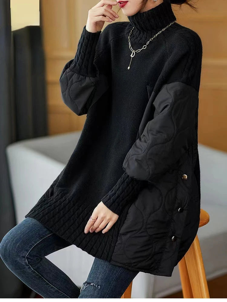 Women's Long Sleeve Turtleneck Sweater Autumn Winter Loose Knitted Sweaters Korean Casual Oversized Ladies Pullovers Clothing