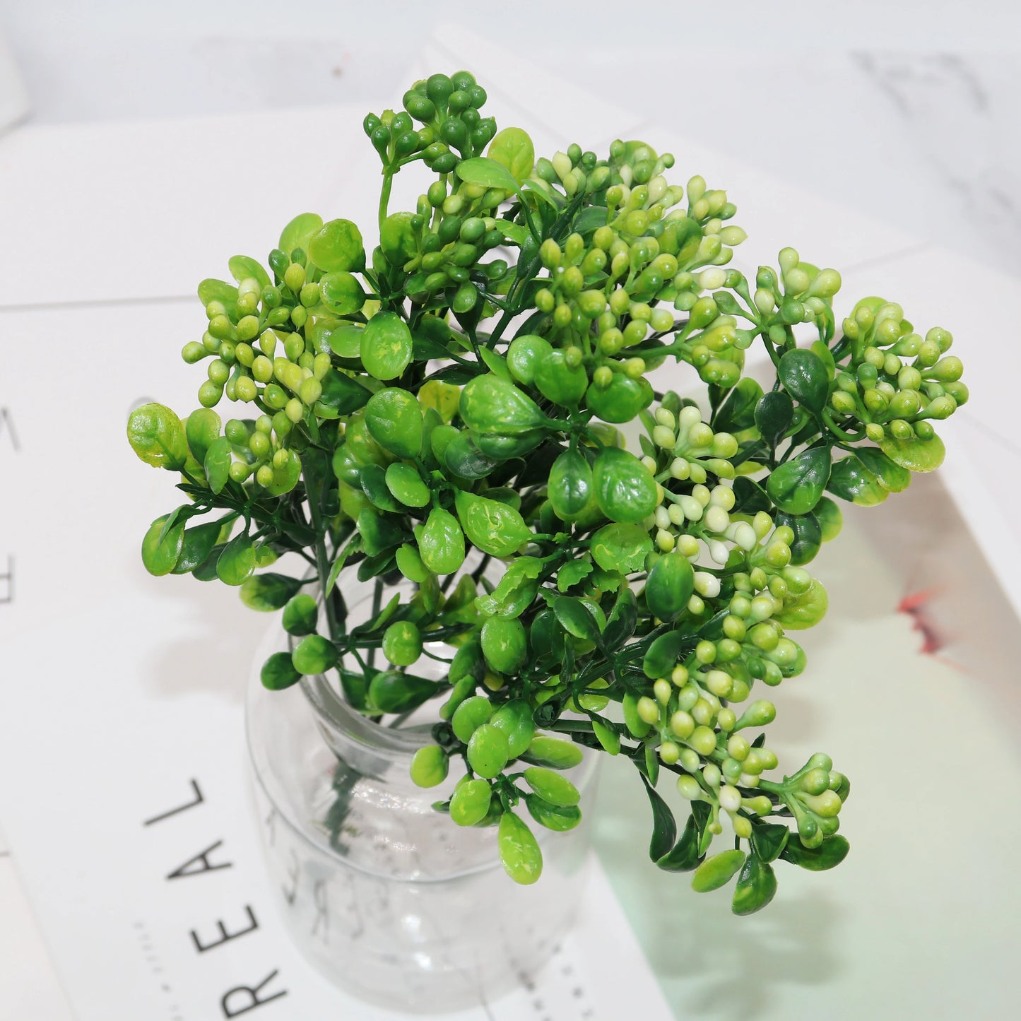 7 Branches green artificial berry flowers bouquet artificial fruit plants mini leaf outdoor living room wedding decoration