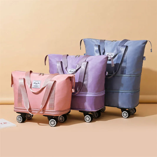 Multi-function Wheel Travel Bag Ultra-light Portable Dry and Wet Separation Luggage Storage Bag Large Capacity Fitness Bag