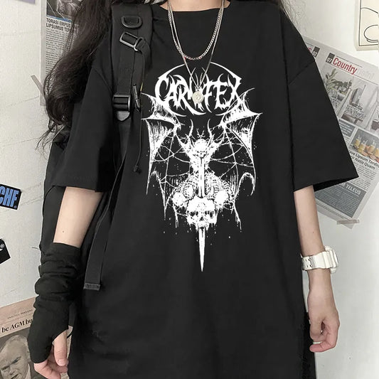 Goth Y2k Clothes Hip Hop T-shirt for Women Kawaii Clothing Anime Women's T Shirt Darkness Printed Tees Skull Crop Top Tshirts