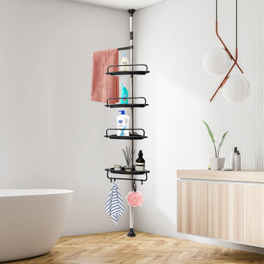 Height-Adjustable Shower Shelf No Drilling Shower Shelf Corner Stainless Steel Bathroom Shelf
